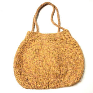 VTG Yellow Gold Crochet Knit Handmade Bag Purse‎ Boho Retro Cottage Gma 70s SEE